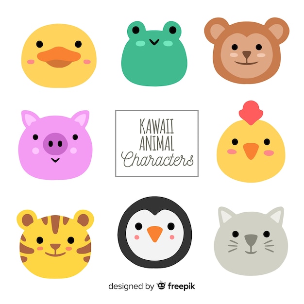 Colección animales adorables dibujados a mano