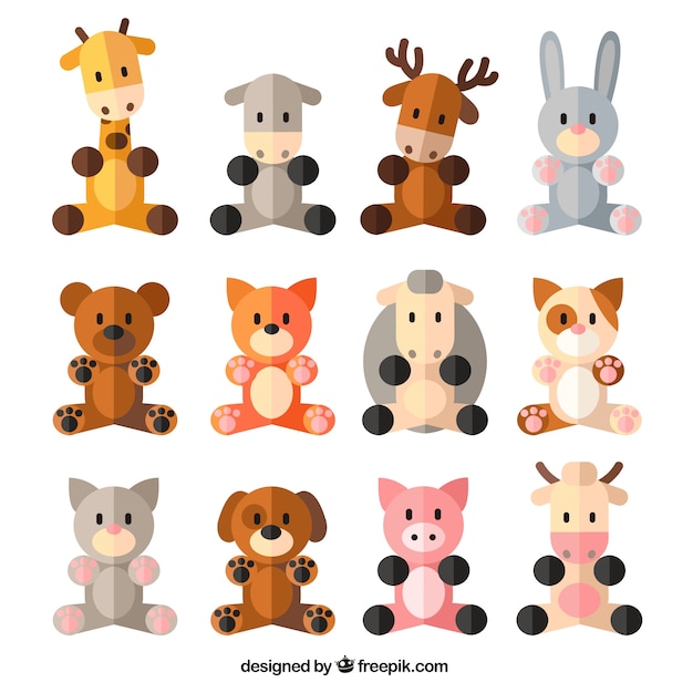 Vector colección de animales adorables en diseño plano