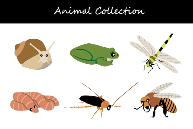 Vector colección de animales aislados en fondo blanco ilustración vectorial de estilo plano