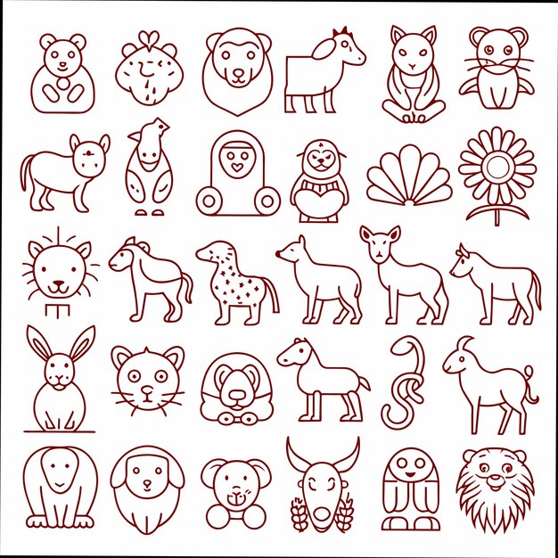 una colección de animales y animales del año del año
