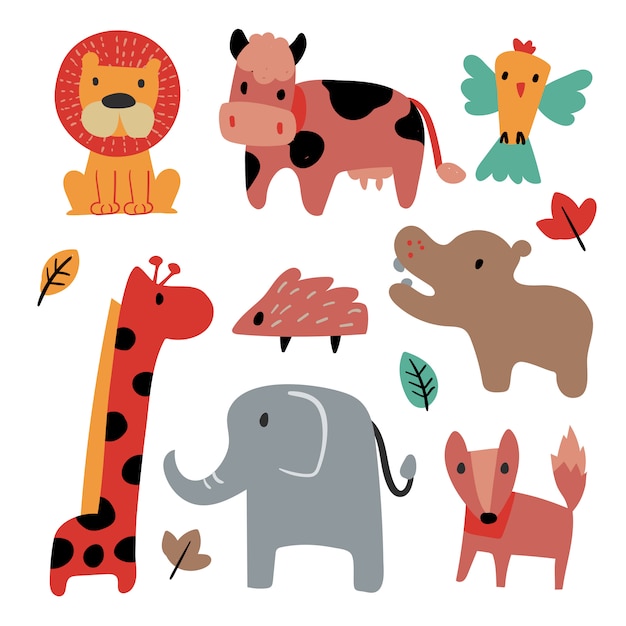 Colección de animales de diseño vectorial.