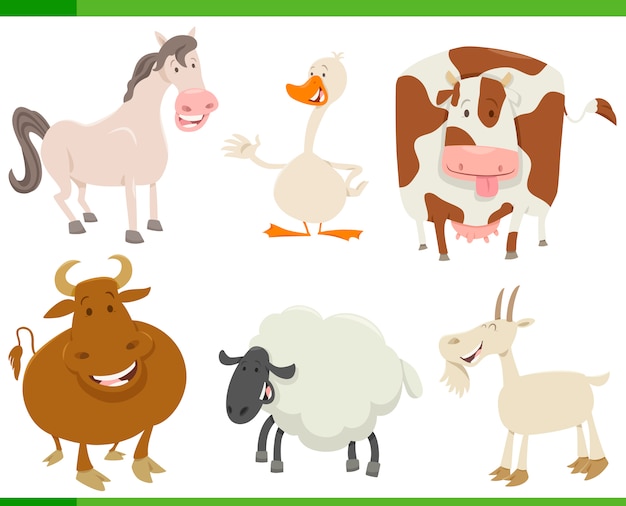 colección de animales de granja de dibujos animados