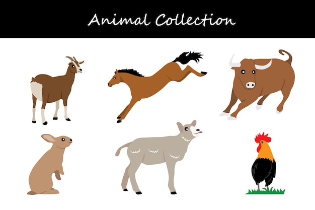 Colección de animales Ilustración vectorial de estilo plano