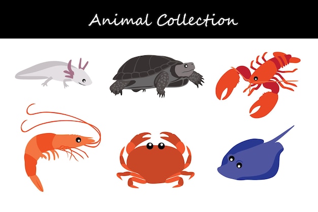 Colección de animales Ilustración vectorial de estilo plano