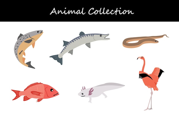 Colección de animales Ilustración vectorial de estilo plano