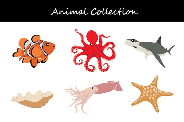 Colección de animales Ilustración vectorial de estilo plano