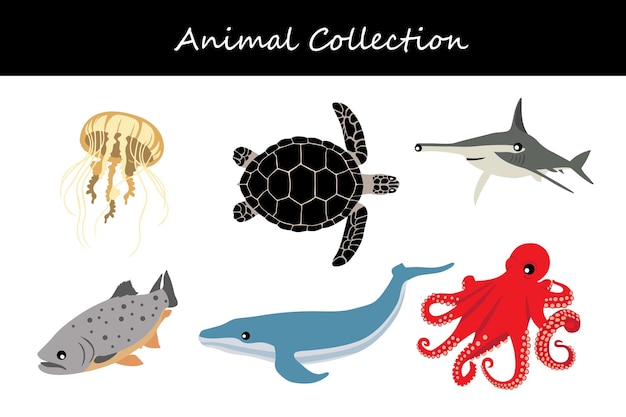 Colección de animales Ilustración vectorial de estilo plano
