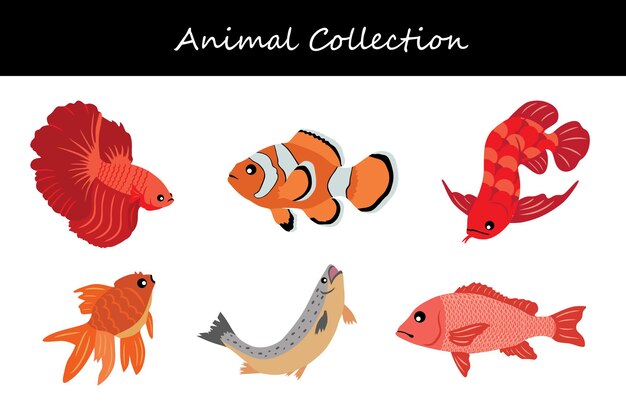 Colección de animales Ilustración vectorial de estilo plano