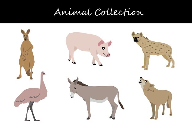 Colección de animales Ilustración vectorial de estilo plano