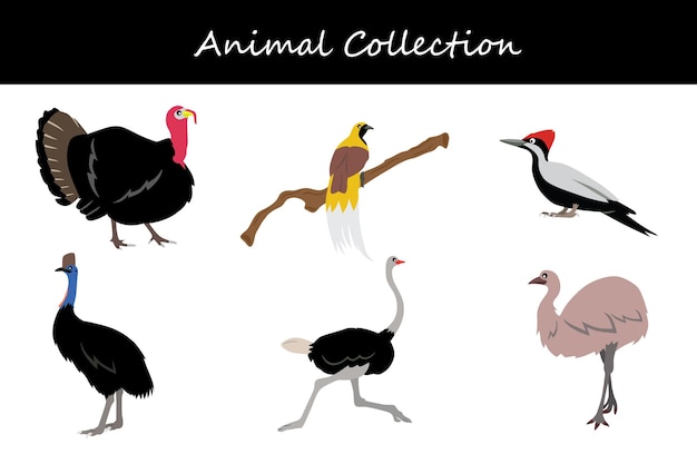 Colección de animales Ilustración vectorial de estilo plano