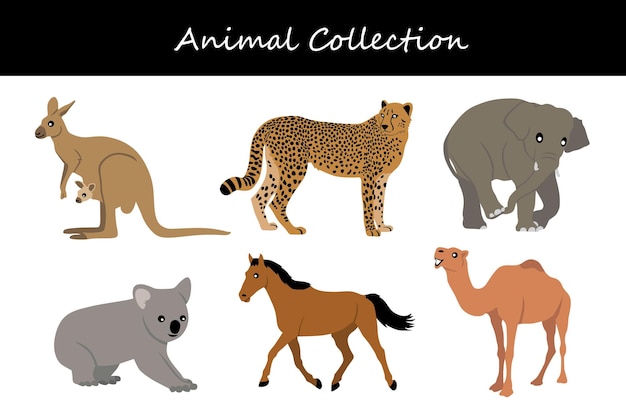 Colección de animales Ilustración vectorial de estilo plano