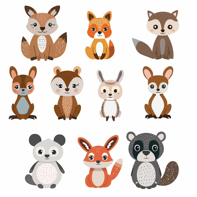 una colección de animales incluyendo uno de ellos tiene una imagen de ellos que dice zorro