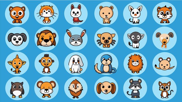 una colección de animales lindos para niños