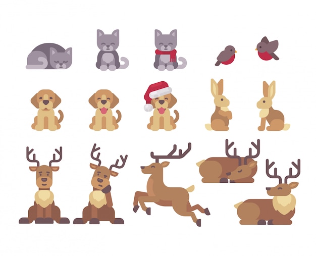 Vector colección de animales de navidad.