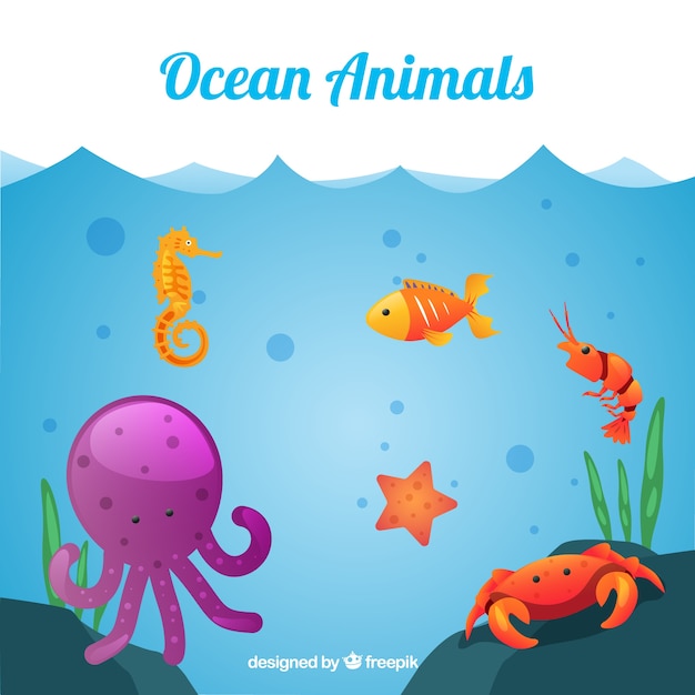 Vector colección de animales oceánicos