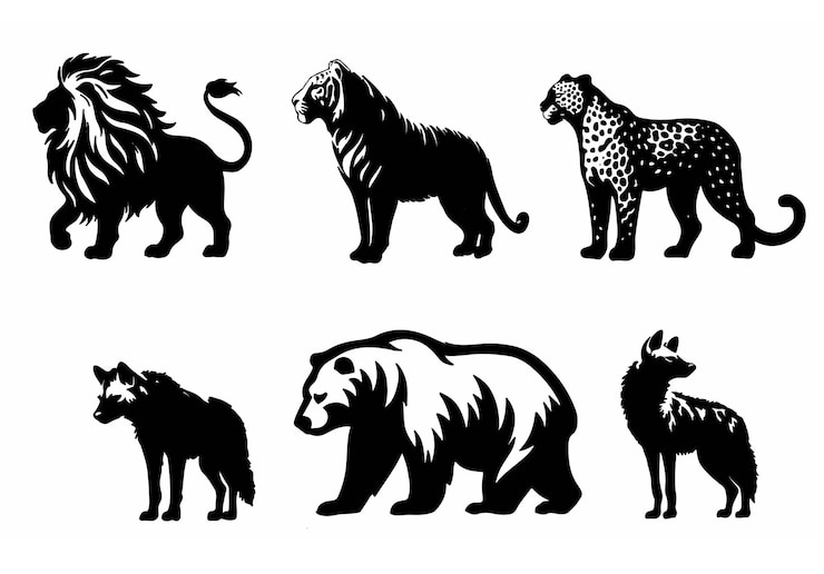 una colección de animales y osos de la compañía de hienas