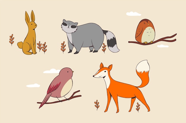 Colección de animales de otoño