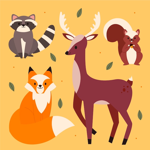 Colección de animales de otoño