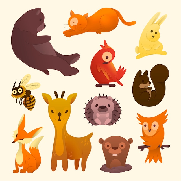 Colección de animales de otoño