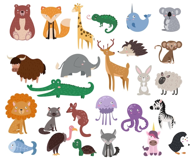 Vector colección de animales poco comunes