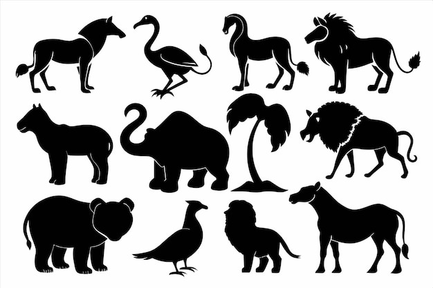 una colección de animales que incluye un pájaro y un páJaro