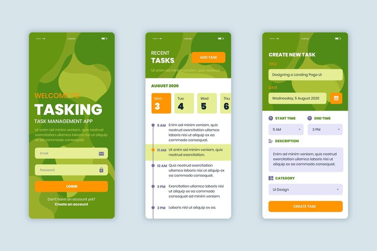 Vector colección de aplicaciones de gestión de tareas