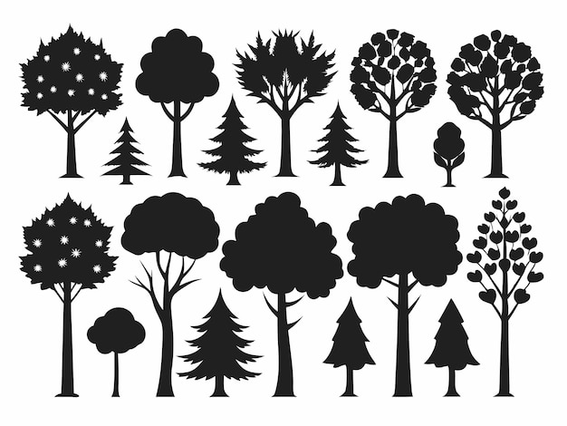 una colección de árboles y arbustos para el bosque