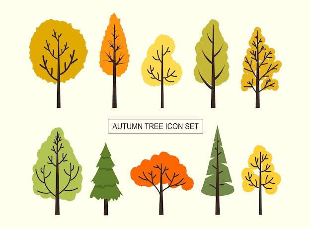 una colección de árboles de la colección de otoño