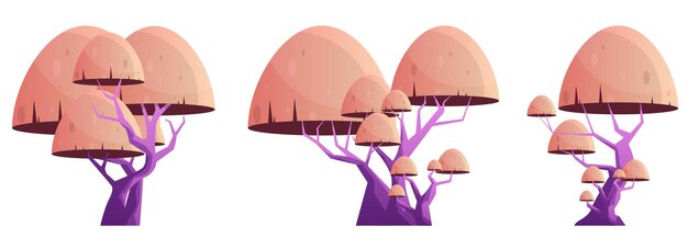 Colección de árboles de dibujos animados coloridos aislado en blanco ilustración de vector de árboles forestales