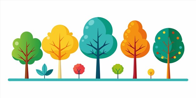 una colección de árboles de diferentes colores y la palabra otoño