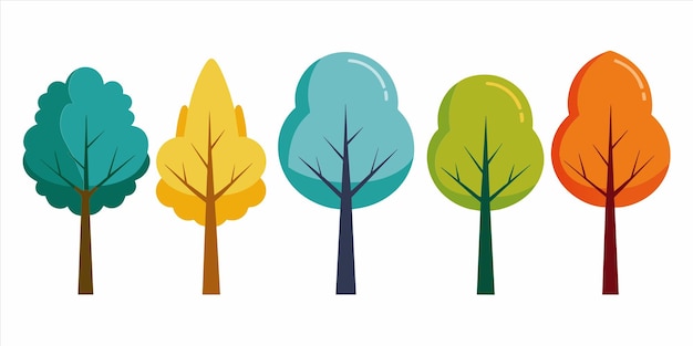 una colección de árboles de diferentes colores