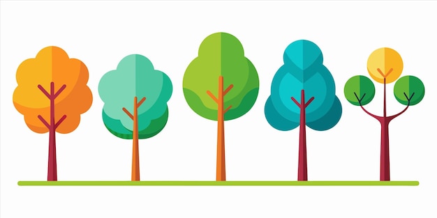 una colección de árboles de diferentes colores