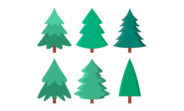 Colección de árboles de Navidad de dibujos animados dibujados a mano para la ilustración de stock navideño