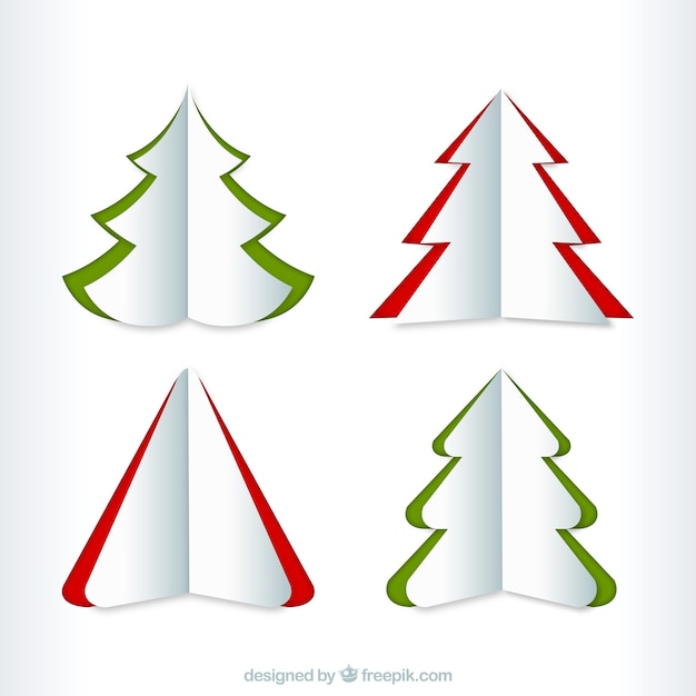 Vector colección de árboles de navidad en estilo origami