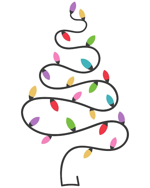 Colección de árboles de Navidad con líneas onduladas Elementos de diseño para plantillas de Año Nuevo o Navidad