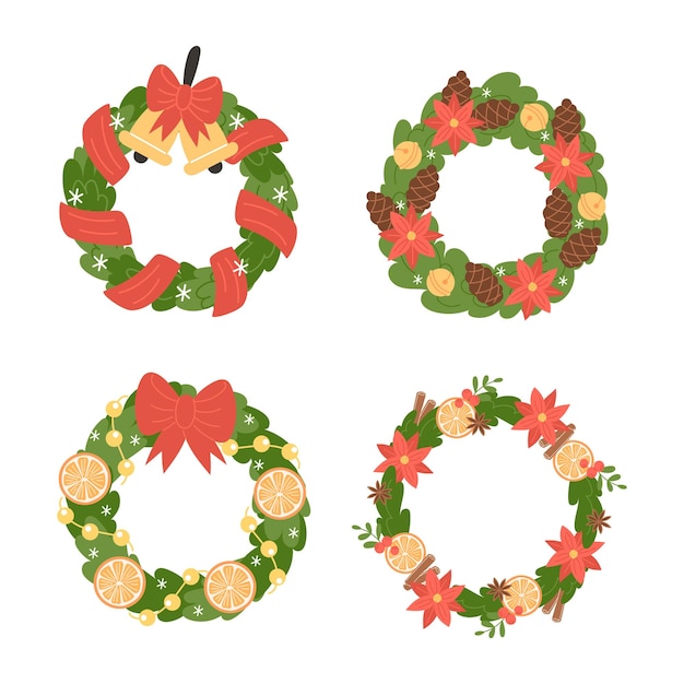 Colección de árboles navideños festivos