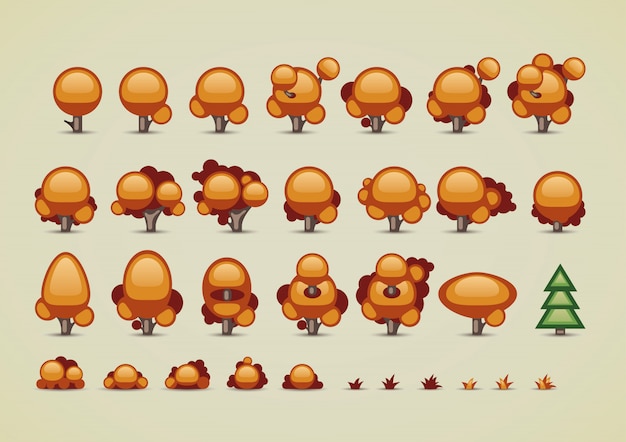 Colección de árboles de otoño