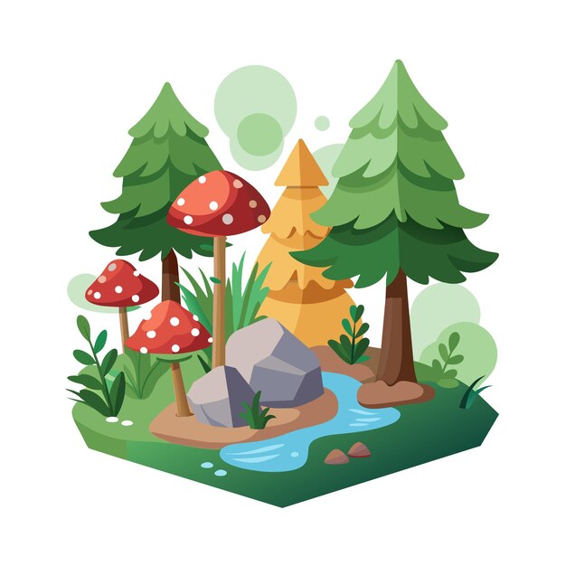 Una colección de árboles y plantas de la selva tropical concepto de ilustración vectorial realista