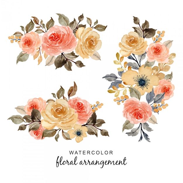 colección de arreglos florales acuarela vintage