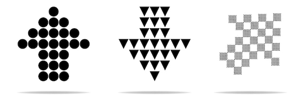 Colección Arrow. Conjunto negro de iconos de flecha, atrás, siguiente, icono de programa anterior o diseño web.