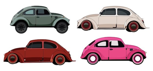 Colección de arte de automóviles 4x4 Vista lateral del automóvil Ilustración vectorial de fondo blanco