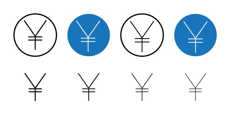 Vector colección de arte de la línea delgada de icon yen
