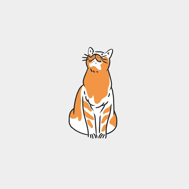 Colección de arte de línea gráfica abstracta de vector dibujado a mano con adorable personaje de gato de dibujos animados divertido lindo