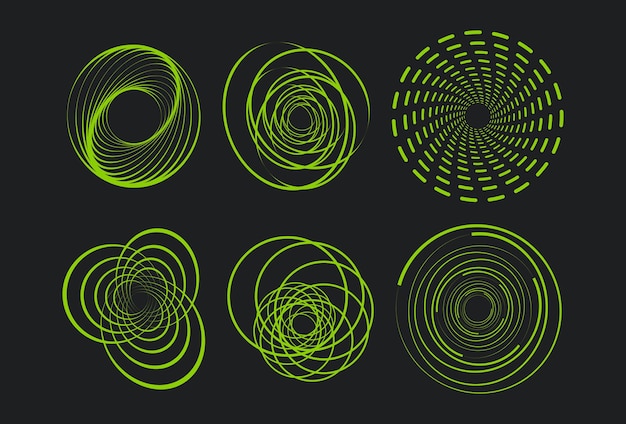 Colección de arte de líneas espirales de espirógrafos geométricos abstractos