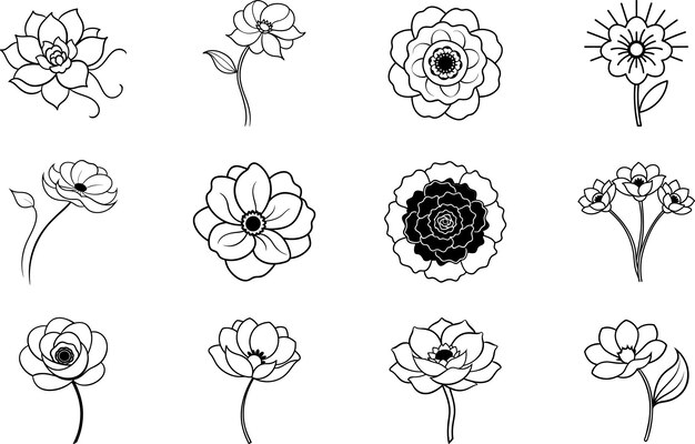 Colección de arte de líneas florales