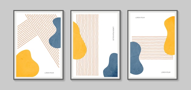 Colección de arte de pared abstracto vectorial. Forma orgánica de color boho. Diseño artístico para carteles, impresiones.