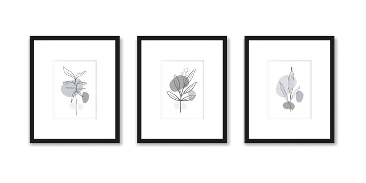 Vector colección de arte de pared botánico con color monocromático de lujo