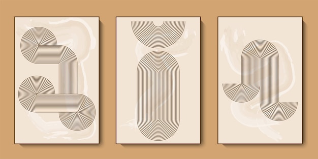 Colección de arte de pared de geometría abstracta Juego de tarjetas moderno para galería de arte folletos invitaciones carteles