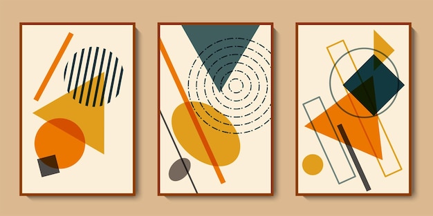 Colección de arte de pared de geometría abstracta juego de tarjetas moderno para galería de arte folletos invitaciones carteles