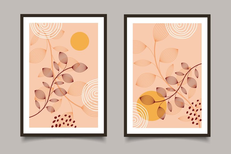 Vector colección de arte de pared minimalista botánico abstracto